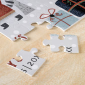 Winterracoon en bomen Prettige feestdagen Kerstmis Legpuzzel (Zijkant)