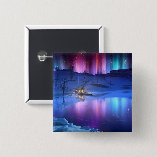 WinterregenboogButton Vierkante Button 5,1 Cm (Voorkant /achterkant)