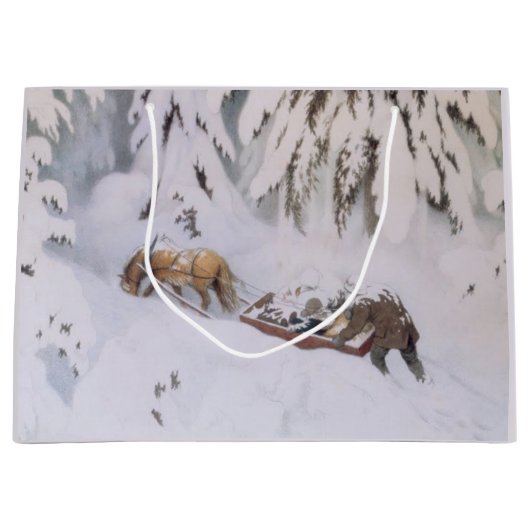 Winterreis door de sneeuw met Kerstmis Groot Cadeauzakje (Voorkant)