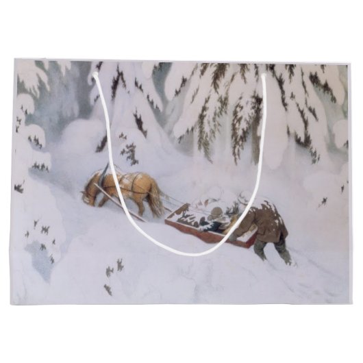 Winterreis door de sneeuw met Kerstmis Groot Cadeauzakje (Achterkant)