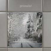 Winterreis door het bos tegeltje