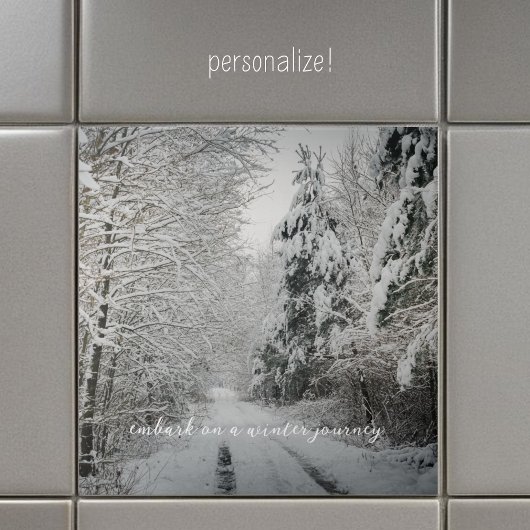 Winterreis door het bos tegeltje