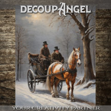 Winterreis door paard-getrokken koets - Decoupage