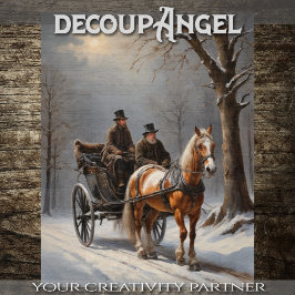 Winterreis door paard-getrokken koets - Decoupage Tissuepapier