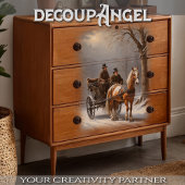 Winterreis door paard-getrokken koets - Decoupage Tissuepapier