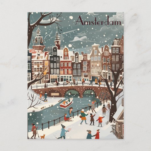 Winterreizen naar Amsterdam Briefkaart (Voorkant)