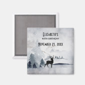 Winterren Rendier Landelijke Grijs Waterverf Verja Magneet (Voorkant / Achterkant)