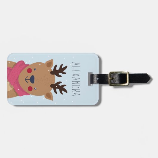 Winterrendier gepersonaliseerde tas Label | hemel Bagagelabel (Voorkant horizontaal)