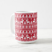 Winterrendier, Kerstpatroon rood & wit Koffiemok (Voorkant links)