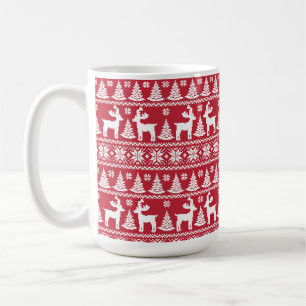 Winterrendier, Kerstpatroon rood & wit Koffiemok