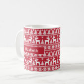 Winterrendier, Kerstpatroon rood & wit Koffiemok (Voorkant links)
