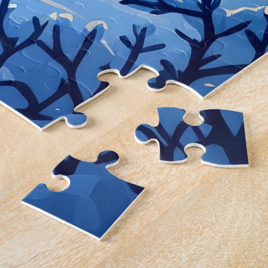 Winterrendier onder het noorderlicht legpuzzel (Zijkant)