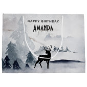 Winterrendierlijke Waterverf Birthday Groot Cadeauzakje (Achterkant)