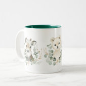 Winterrendierpolair Beer Penguin Greenery Wreath Tweekleurige Koffiemok (Voorkant links)