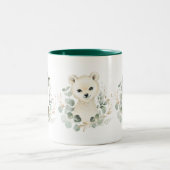 Winterrendierpolair Beer Penguin Greenery Wreath Tweekleurige Koffiemok (Center)