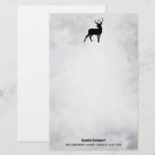 Winterrendierritme - Waterverf grijs Briefpapier (Voorkant / Achterkant)