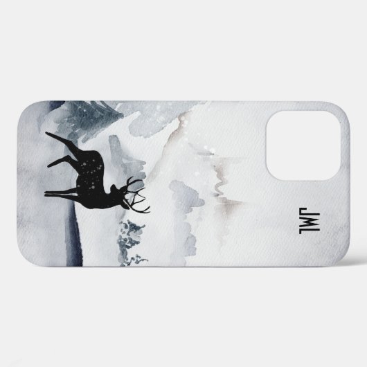 Winterrendierritme - Waterverf grijs Case-Mate iPhone Case (Achterkant (horizontaal))