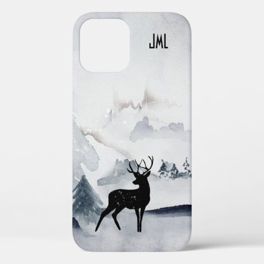 Winterrendierritme - Waterverf grijs Case-Mate iPhone Case (Achterkant)