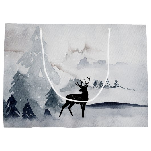 Winterrendierritme - Waterverf grijs Groot Cadeauzakje (Achterkant)