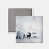 Winterrendierritme - Waterverf grijs Magneet (Voorkant / Achterkant)