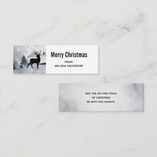 Winterrendierritme - Waterverf grijs Mini Visitekaartje (Voorkant / Achterkant)