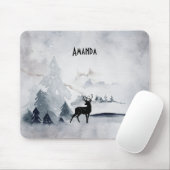 Winterrendierritme - Waterverf grijs Muismat (Met muis)