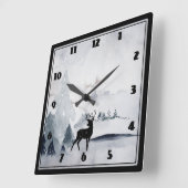 Winterrendierritme - Waterverf grijs Vierkante Klok (Hoek)