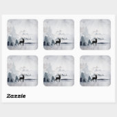 Winterrendierritme - Waterverf grijs Vierkante Sticker (Vel)