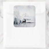 Winterrendierritme - Waterverf grijs Vierkante Sticker (Tas)