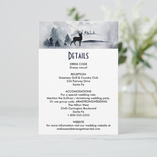 Winterrenne Detailkaart met waterverf voor een rus Kaart (Staand voorkant)