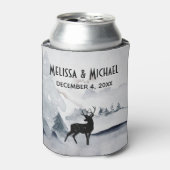 Winterrenrennistrische grijze Waterverf bruiloft Blikjeskoeler (Blikje Voorkant)