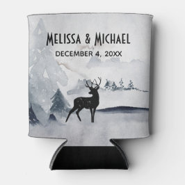 Winterrenrennistrische grijze Waterverf bruiloft Blikjeskoeler