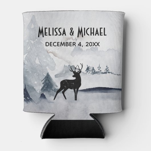 Winterrenrennistrische grijze Waterverf bruiloft Blikjeskoeler (Voorkant)