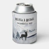 Winterrenrennistrische grijze Waterverf bruiloft Blikjeskoeler (Blikje Achterkant)