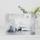 Winterrenrennistrische grijze Waterverf bruiloft Kaart (Staand voorkant)