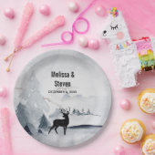 Winterrenrennistrische grijze Waterverf bruiloft Papieren Bordje (Feest)