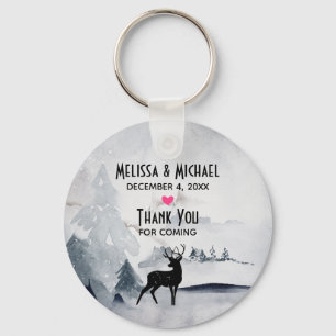 Winterrenrennistrische grijze Waterverf bruiloft Sleutelhanger