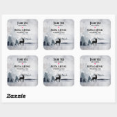 Winterrenrennistrische grijze Waterverf bruiloft Vierkante Sticker (Vel)