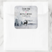 Winterrenrennistrische grijze Waterverf bruiloft Vierkante Sticker (Tas)