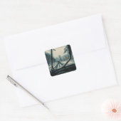 Winterrit door de sneeuw - Uitzicht Vierkante Sticker (Envelop)