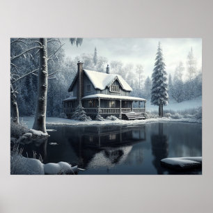 Winterrivierlandschap Poster