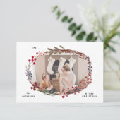 winterrode bessen foto vrolijke kerstkaart kaart (Staand voorkant)