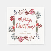 winterrode bessen kerst servet (Voorkant)