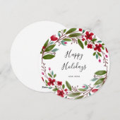 Winterrode bloemen met kerstgeluk feestdagenkaart (Voorkant / Achterkant)