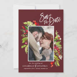 Winterrode botanische waterverf foto foto's save the date