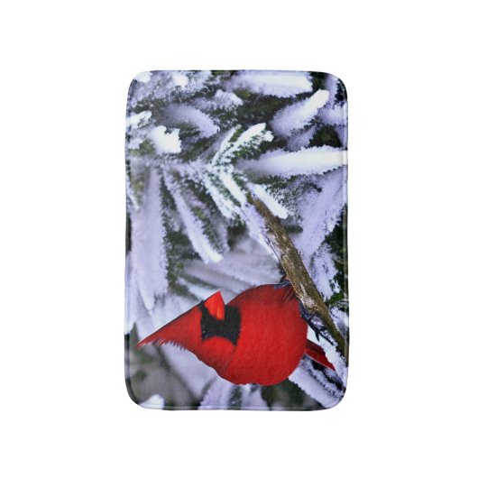 Winterrode kardinaal badmat (Voorkant Verticaal)