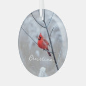 Winterrode kardinaal in sneeuw glas ornament (Voorkant links)