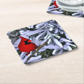 Winterrode kardinaal kartonnen onderzetters (Schuin)