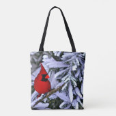 Winterrode kardinaal tote bag (Achterkant)