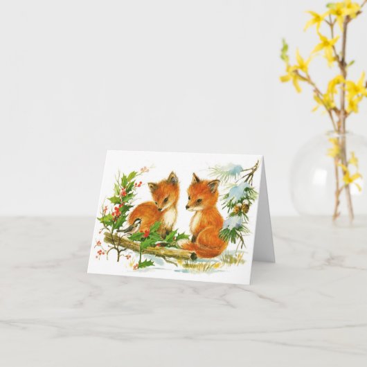  winterrode vos kerst kaart (Gele Bloem)